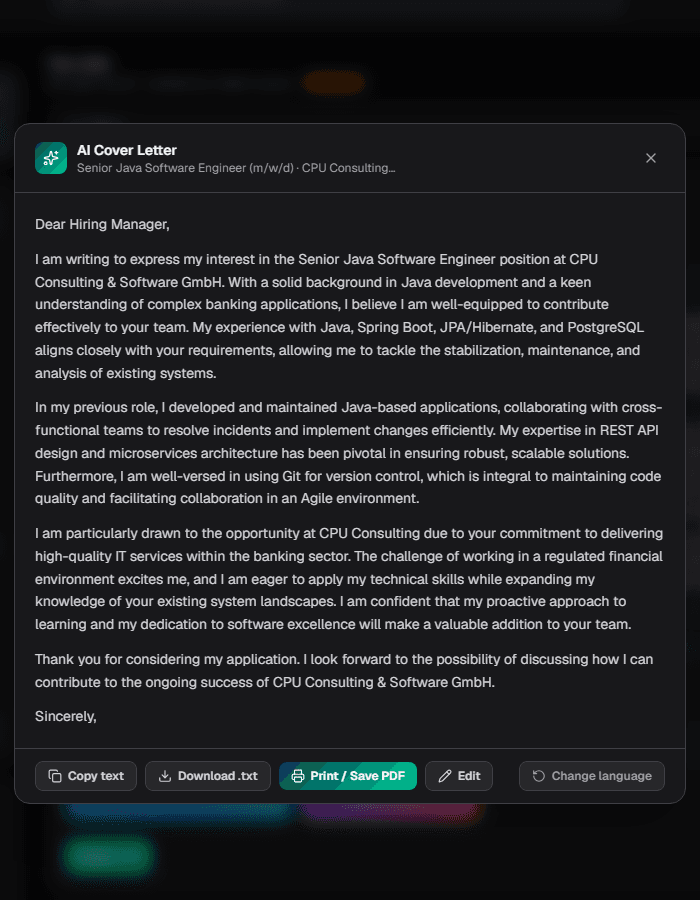AI cover letter